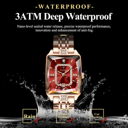 POEDAGAR Luxury Elegant Watch For Woman Date Waterproof Rectangle Ladies Watch Stainless Steel Quartz Women Watches Female Reloj