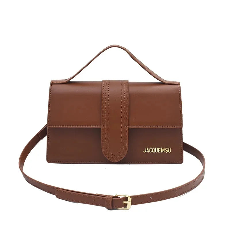 Elegant Simple French Style Crossbody Bag Women's Handbag with Flip Cover for Commuting Versatile Polyester Interior Pocket