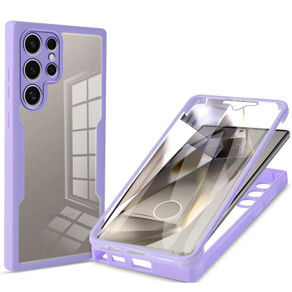 360 Double Sided Full Protection Phone Case for Samsung Galaxy S21 S22 S23 Plus S24 Ultra Slim Clear Cover with Screen Protector
