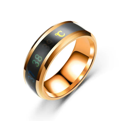 Smart Temperature Couples Ring Multifunctional Temperature Sensitive Stainless Steel Ring for Women Men Jewelry Gift