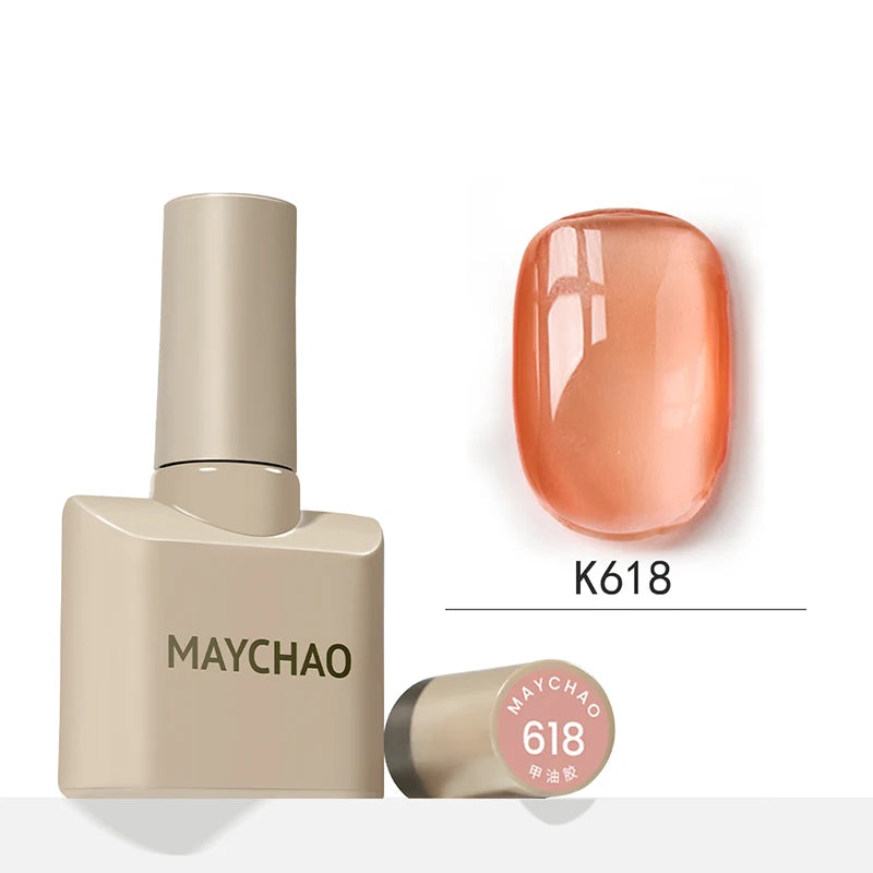MAYCHAO 12ml Jelly Gel Nail Polish Semi Permanent Top Coat Soak Off UV LED Gel Art Nail Varnish Manicure Long Lasting Nail Gel