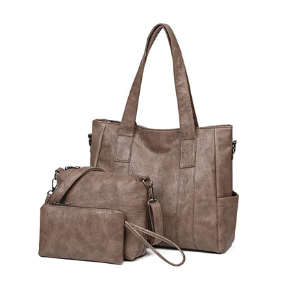 3 Set Women's New High-quality PU Leather Shoulder Cross-body Bags Luxury Designer Ladies Messenger Commuting Versatile Handbags