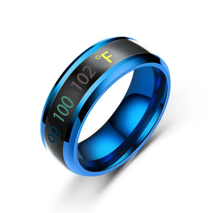 Smart Temperature Couples Ring Multifunctional Temperature Sensitive Stainless Steel Ring for Women Men Jewelry Gift