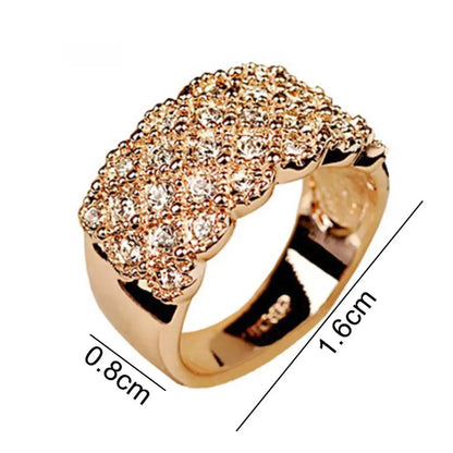 Luxury Ladies Rhinestone Inlaid Finger Ring Wedding Engagement Jewelry Gift