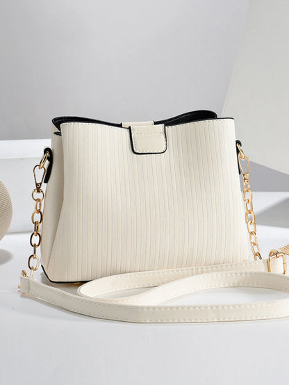 Fashion bucket bag, simple style PU leather handbag, large capacity solid color women's crossbody bag