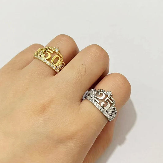 Cubic zirconia 25 years silver soror 50 Years Golden Soror Crown Ring