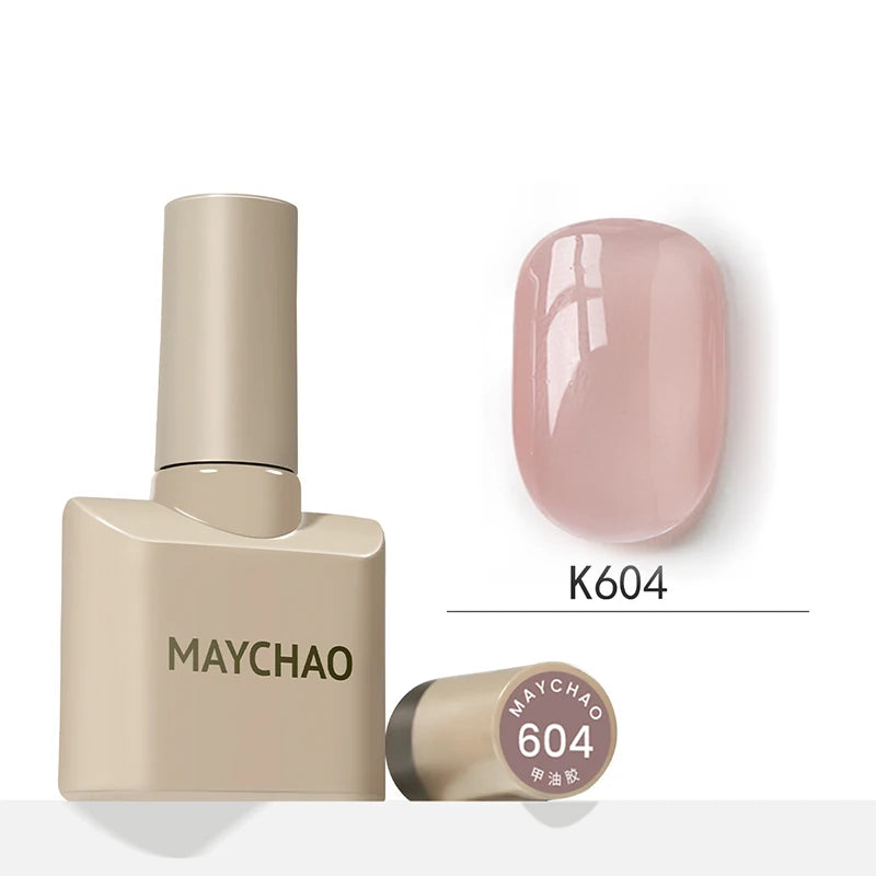 MAYCHAO 12ml Jelly Gel Nail Polish Semi Permanent Top Coat Soak Off UV LED Gel Art Nail Varnish Manicure Long Lasting Nail Gel