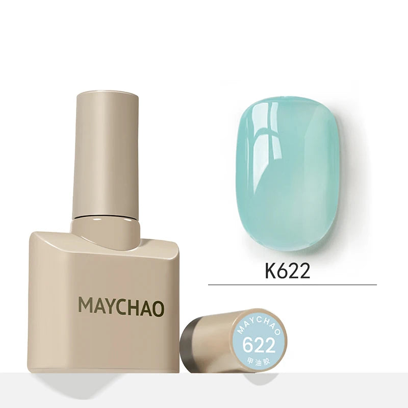 MAYCHAO 12ml Jelly Gel Nail Polish Semi Permanent Top Coat Soak Off UV LED Gel Art Nail Varnish Manicure Long Lasting Nail Gel