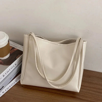 Autumn Winter Soft Leather Large Women's Shoulder Bag Trendy Artistic Tote Bag Casual High Capacity Crossbody Bag