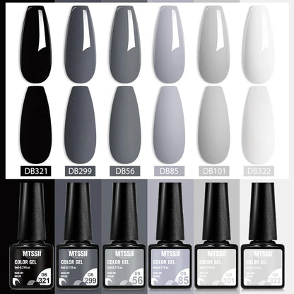 6Pcs/Set Blue Glitter Bright Gel Nail Polish Set Semi Permanent Spring Summer Colors Series Soak Off UV Nail Art Gel Varnish