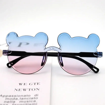 Fashionable New Outdoor Travel Skiing Sunglasses Cartoon Bear Sunglassess for Boy Girl Children Rimless Casual Sunglasses UV400