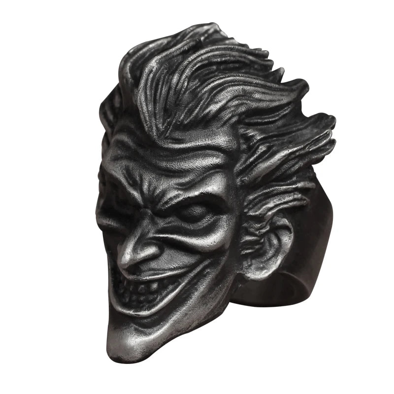 Fashion Silver Color Skull Clown Mask Adjustable Ring for Men Women's Motorcycle Party Punk Rings Cool Jewelry Accessories