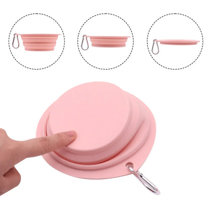 Collapsible Pet Silicone Dog Food Water Bowl  Color Outdoor Travel Portable Folding Supplies Dishes with Carabiner