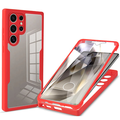 360 Double Sided Full Protection Phone Case for Samsung Galaxy S21 S22 S23 Plus S24 Ultra Slim Clear Cover with Screen Protector