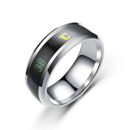 Smart Temperature Couples Ring Multifunctional Temperature Sensitive Stainless Steel Ring for Women Men Jewelry Gift