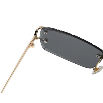 Square rimless glasses Trend metal high-grade men's and women's sunglasses street shot sunglasses