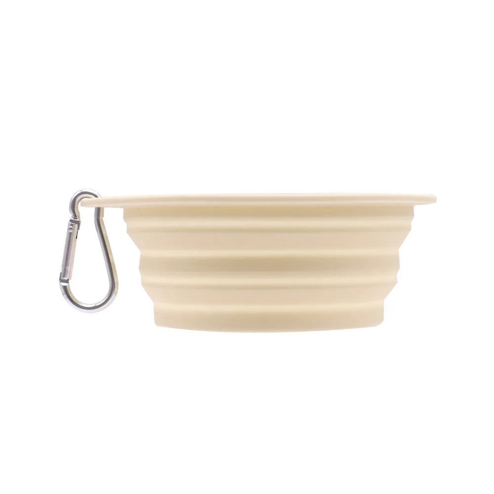 Collapsible Pet Silicone Dog Food Water Bowl  Color Outdoor Travel Portable Folding Supplies Dishes with Carabiner