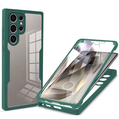 360 Double Sided Full Protection Phone Case for Samsung Galaxy S21 S22 S23 Plus S24 Ultra Slim Clear Cover with Screen Protector