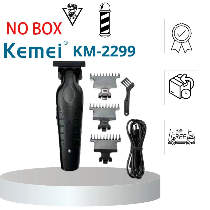Kemei 2299 Barber Cordless Hair Trimmer 0mm Zero Gapped Carving Clipper Detailer Professional Electric Finish Cutting Machine