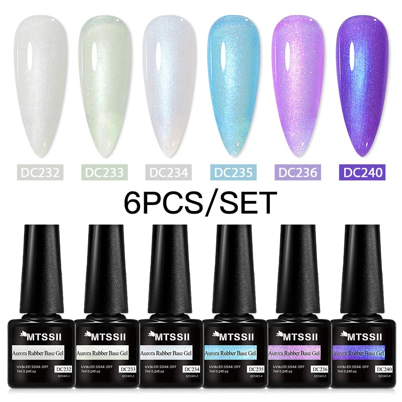 6Pcs/Set Blue Glitter Bright Gel Nail Polish Set Semi Permanent Spring Summer Colors Series Soak Off UV Nail Art Gel Varnish