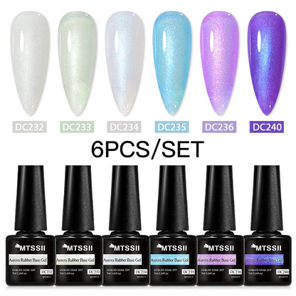 6Pcs/Set Blue Glitter Bright Gel Nail Polish Set Semi Permanent Spring Summer Colors Series Soak Off UV Nail Art Gel Varnish